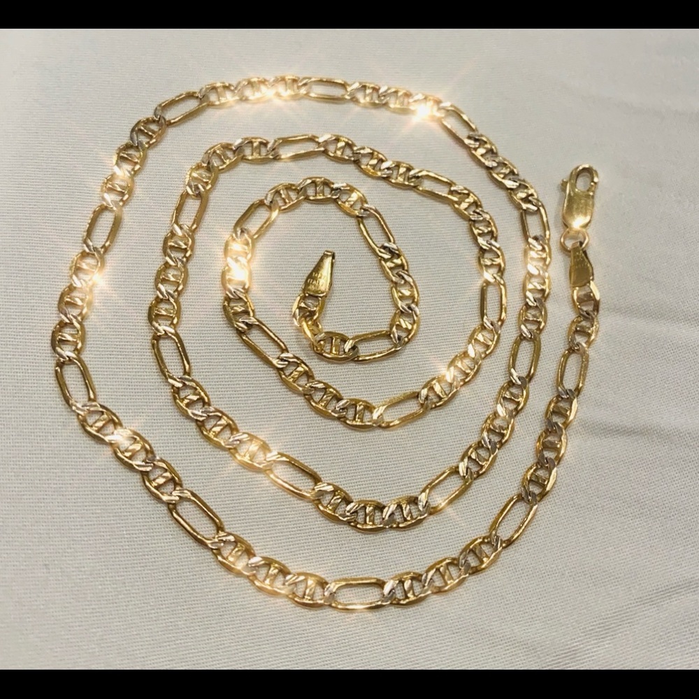 SOLD! 22” Figaro 14K Gold Chain Necklace